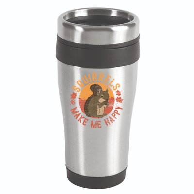 Squirrels Make Me Happy Vintage Squirrel Cute Gift 16oz Travel Tumbler