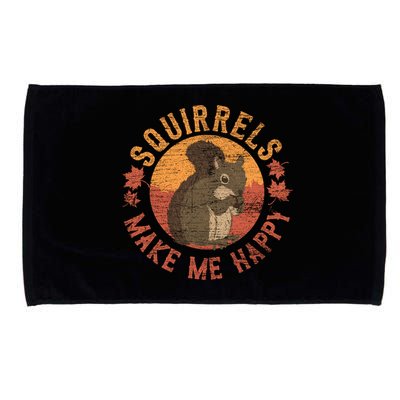 Squirrels Make Me Happy Vintage Squirrel Cute Gift Microfiber Hand Towel