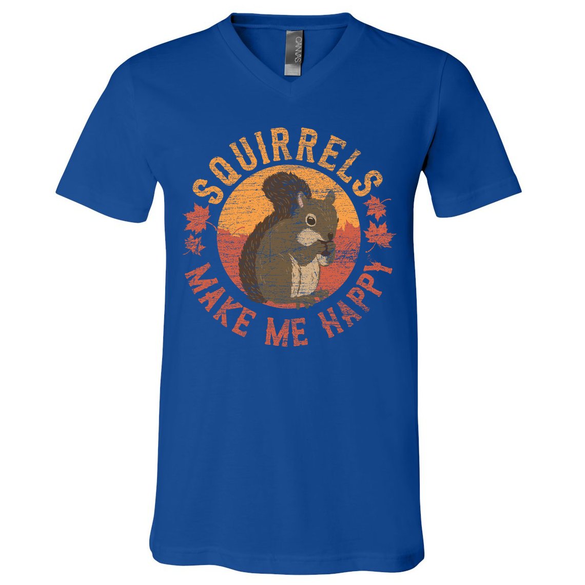 Squirrels Make Me Happy Vintage Squirrel Cute Gift V-Neck T-Shirt