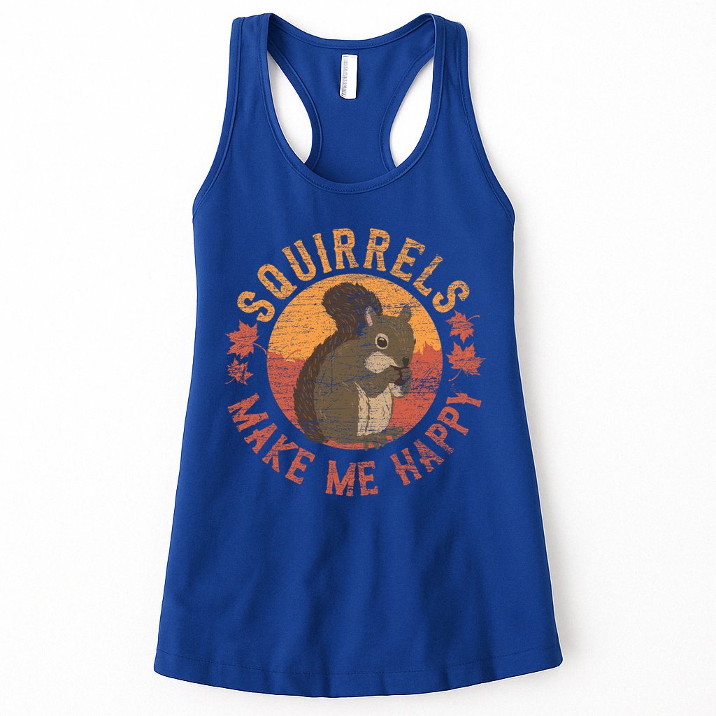 Squirrels Make Me Happy Vintage Squirrel Cute Gift Womens Tank Top