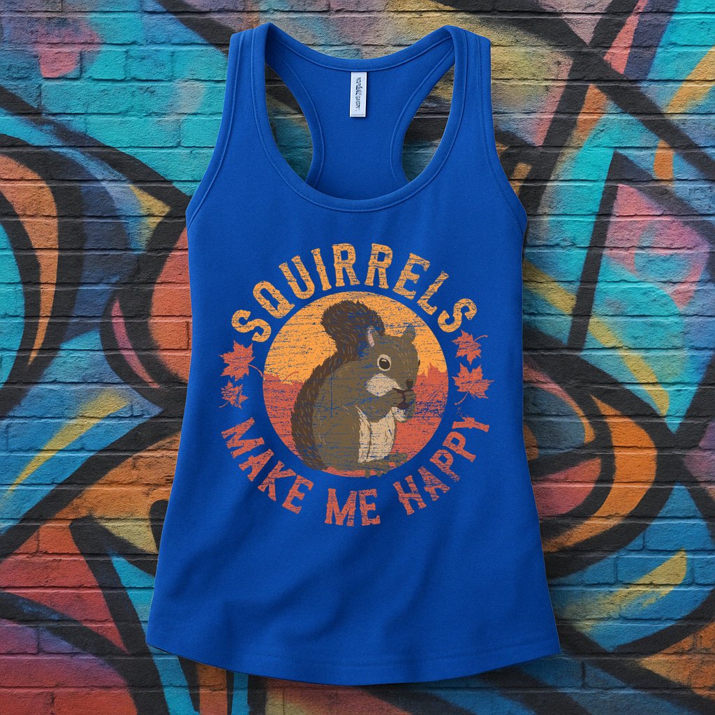 Squirrels Make Me Happy Vintage Squirrel Cute Gift Womens Tank Top