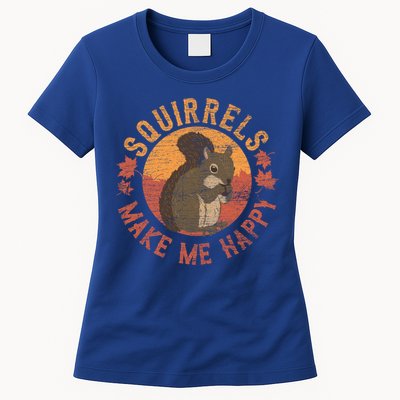 Squirrels Make Me Happy Vintage Squirrel Cute Gift Womens T-Shirt