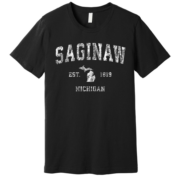 Saginaw Michigan Mi Vintage Athletic Sports Design Premium T-Shirt