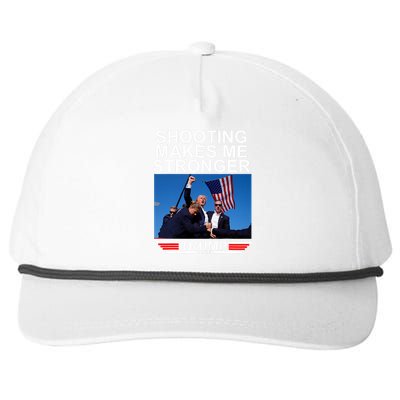 Shooting Makes Me Stronger Trump 2024 Never Surrender Snapback Five-Panel Rope Hat