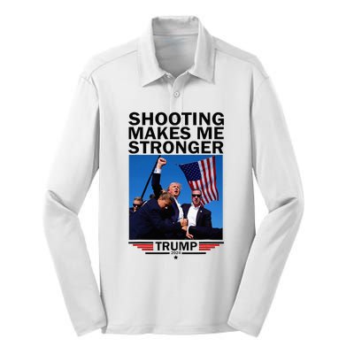 Shooting Makes Me Stronger Donald Trump 2024 Silk Touch Performance Long Sleeve Polo