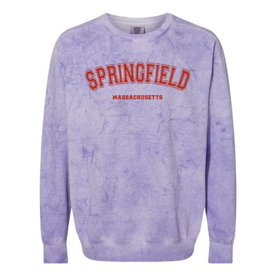 Springfield Massachusetts Ma Red Letter On Springfield Colorblast Crewneck Sweatshirt