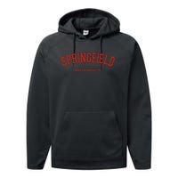 Springfield Massachusetts Ma Red Letter On Springfield Performance Fleece Hoodie