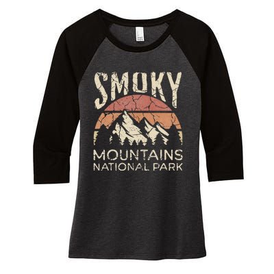 Smoky Mountains National Park Tennessee Hiking Outdoors Women's Tri-Blend 3/4-Sleeve Raglan Shirt