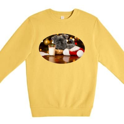 Santa Milk N Cookies Dog Affenpinscher Gift Premium Crewneck Sweatshirt