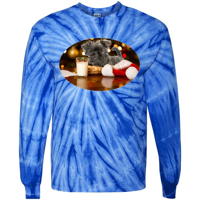 Santa Milk N Cookies Dog Affenpinscher Gift Tie-Dye Long Sleeve Shirt