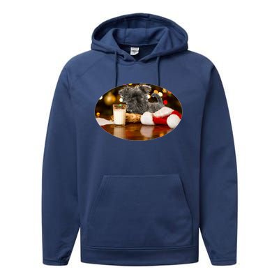 Santa Milk N Cookies Dog Affenpinscher Gift Performance Fleece Hoodie