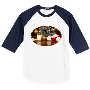 Santa Milk N Cookies Dog Affenpinscher Gift Baseball Sleeve Shirt