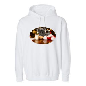 Santa Milk N Cookies Dog Affenpinscher Gift Garment-Dyed Fleece Hoodie