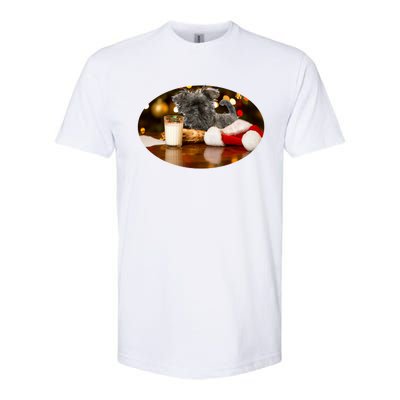 Santa Milk N Cookies Dog Affenpinscher Gift Softstyle CVC T-Shirt