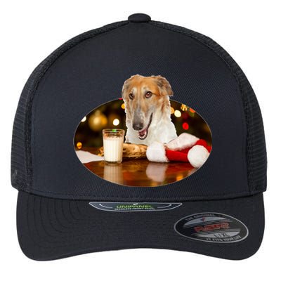 Santa Milk N Cookies Dog Borzoi Gift Flexfit Unipanel Trucker Cap