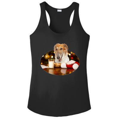 Santa Milk N Cookies Dog Borzoi Gift Ladies PosiCharge Competitor Racerback Tank