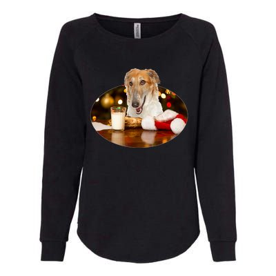 Santa Milk N Cookies Dog Borzoi Gift Womens California Wash Sweatshirt