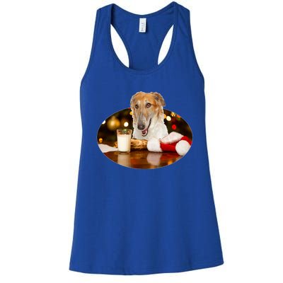 Santa Milk N Cookies Dog Borzoi Gift Women's Racerback Tank