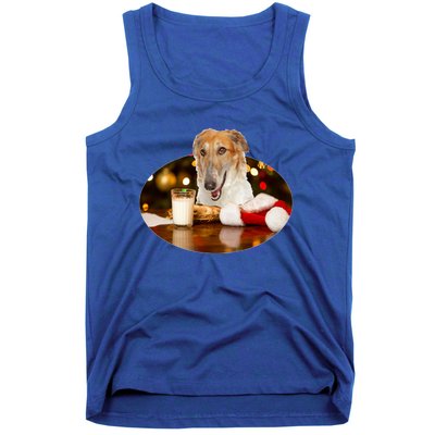 Santa Milk N Cookies Dog Borzoi Gift Tank Top