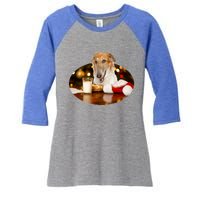 Santa Milk N Cookies Dog Borzoi Gift Women's Tri-Blend 3/4-Sleeve Raglan Shirt