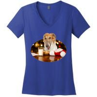 Santa Milk N Cookies Dog Borzoi Gift Women's V-Neck T-Shirt