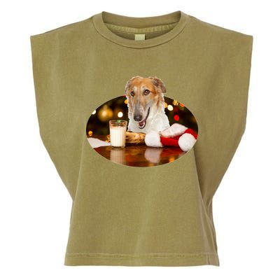 Santa Milk N Cookies Dog Borzoi Gift Garment-Dyed Women's Muscle Tee