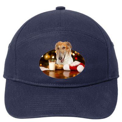 Santa Milk N Cookies Dog Borzoi Gift 7-Panel Snapback Hat