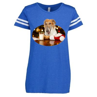 Santa Milk N Cookies Dog Borzoi Gift Enza Ladies Jersey Football T-Shirt