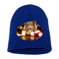 Santa Milk N Cookies Dog Collie Great Gift Short Acrylic Beanie