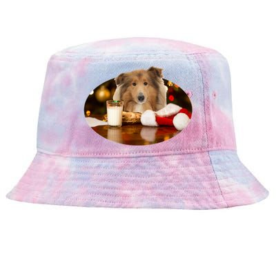 Santa Milk N Cookies Dog Collie Great Gift Tie-Dyed Bucket Hat