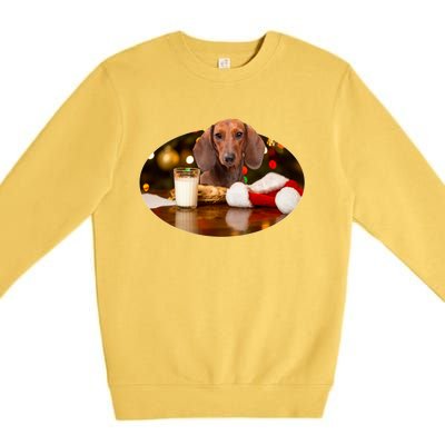 Santa Milk N Cookies Dog Dachshund Gift Premium Crewneck Sweatshirt