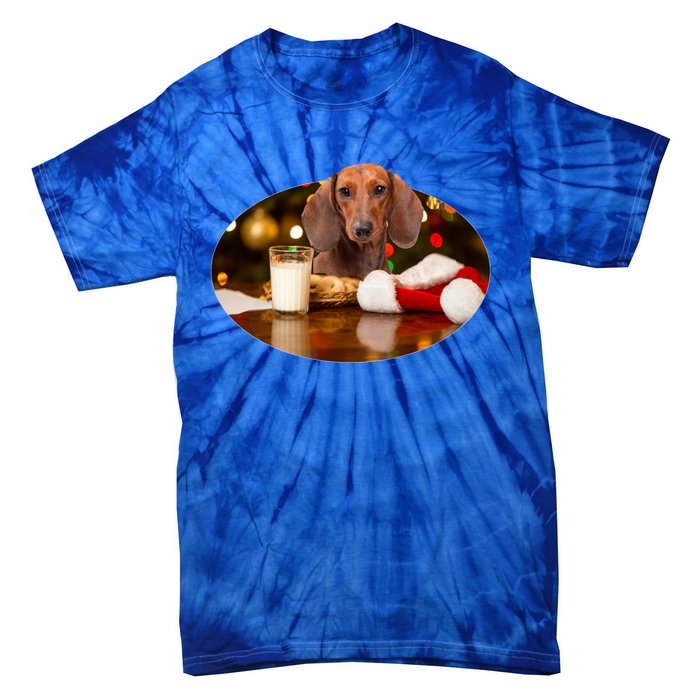 Santa Milk N Cookies Dog Dachshund Gift Tie-Dye T-Shirt