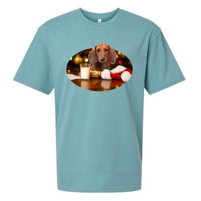 Santa Milk N Cookies Dog Dachshund Gift Sueded Cloud Jersey T-Shirt