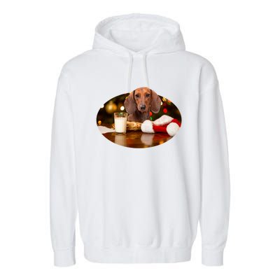 Santa Milk N Cookies Dog Dachshund Gift Garment-Dyed Fleece Hoodie