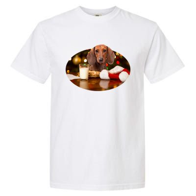 Santa Milk N Cookies Dog Dachshund Gift Garment-Dyed Heavyweight T-Shirt