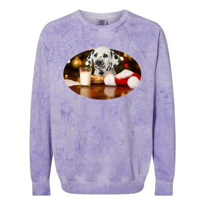 Santa Milk N Cookies Dog Dalmatian Gift Colorblast Crewneck Sweatshirt