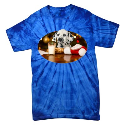 Santa Milk N Cookies Dog Dalmatian Gift Tie-Dye T-Shirt