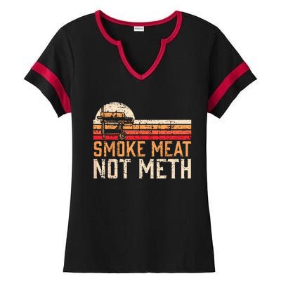 Smoke Meat Not Meth Brisket BBQ Grill Ladies Halftime Notch Neck Tee