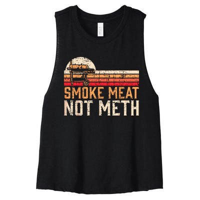 Smoke Meat Not Meth Brisket BBQ Grill Women's Racerback Cropped Tank