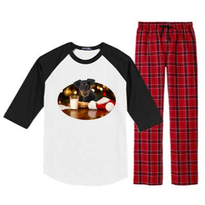 Santa Milk N Cookies Dog Ger Pinscher Gift Raglan Sleeve Pajama Set