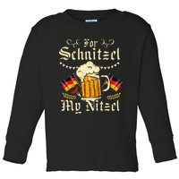 Schnitzel My Nitzel Funny Oktoberfest Toddler Long Sleeve Shirt