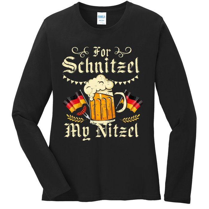 Schnitzel My Nitzel Funny Oktoberfest Ladies Long Sleeve Shirt