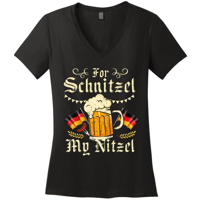 Schnitzel My Nitzel Funny Oktoberfest Women's V-Neck T-Shirt