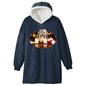 Santa Milk N Cookies Dog Havanes Gift Hooded Wearable Blanket