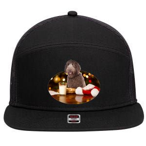 Santa Milk N Cookies Dog Labradoodle Meaningful Gift 7 Panel Mesh Trucker Snapback Hat