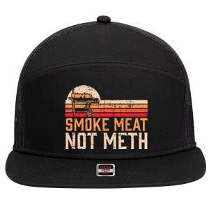 Smoke Meat Not Meth Brisket BBQ Grill 7 Panel Mesh Trucker Snapback Hat