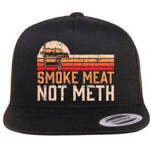 Smoke Meat Not Meth Brisket BBQ Grill Flat Bill Trucker Hat