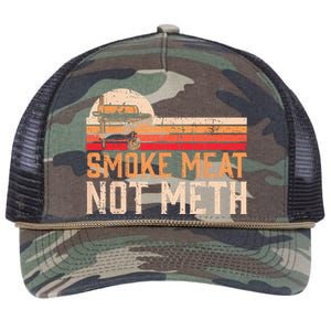 Smoke Meat Not Meth Brisket BBQ Grill Retro Rope Trucker Hat Cap