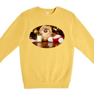 Santa Milk N Cookies Dog Pekingese Gift Premium Crewneck Sweatshirt