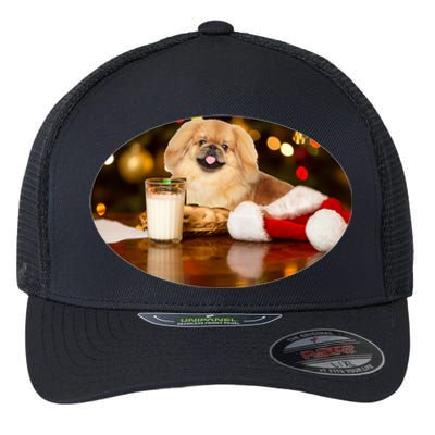 Santa Milk N Cookies Dog Pekingese Gift Flexfit Unipanel Trucker Cap